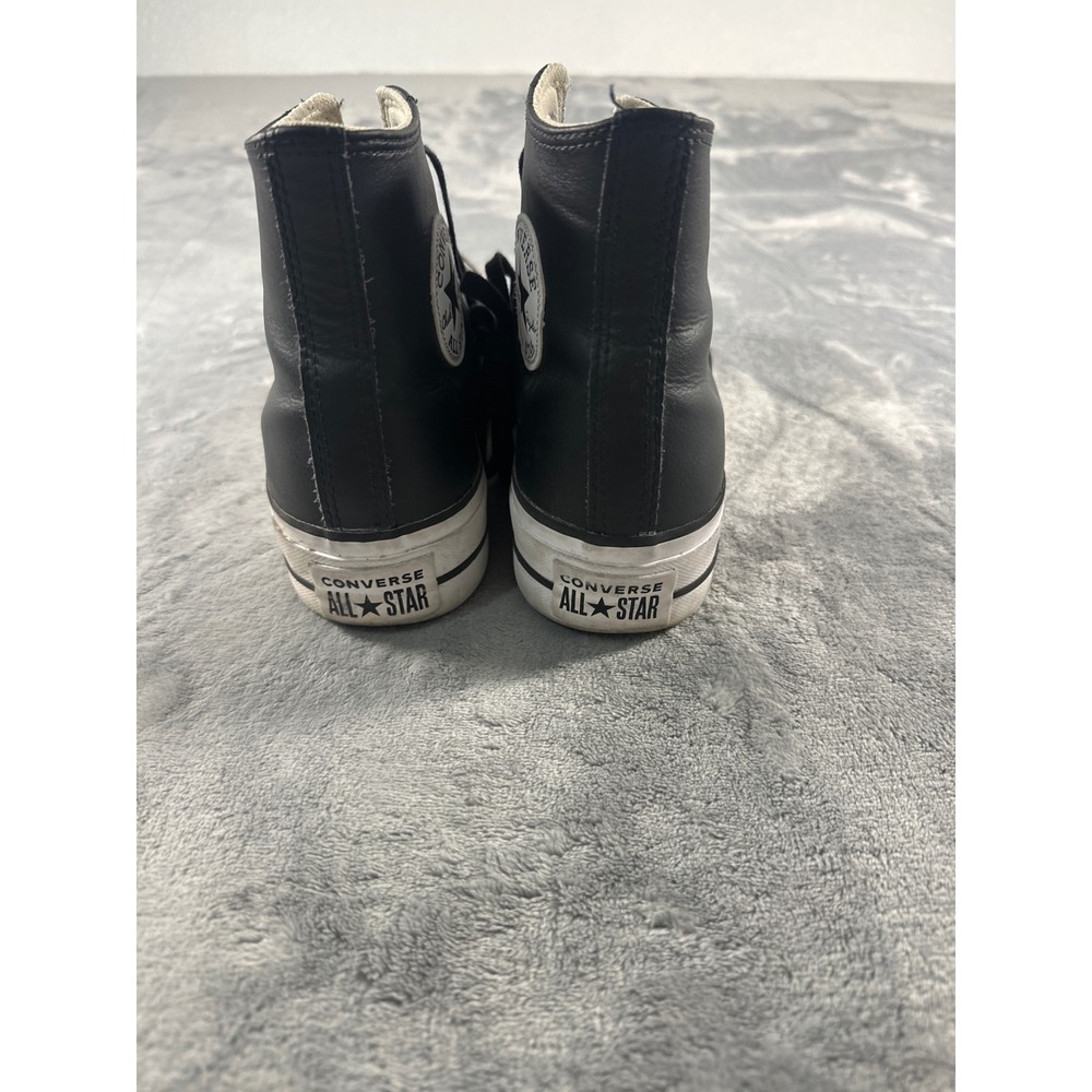 Converse Chuck Taylor All Star Platform High Top Black Leather Sneakers 561675C - Picture 5 of 7